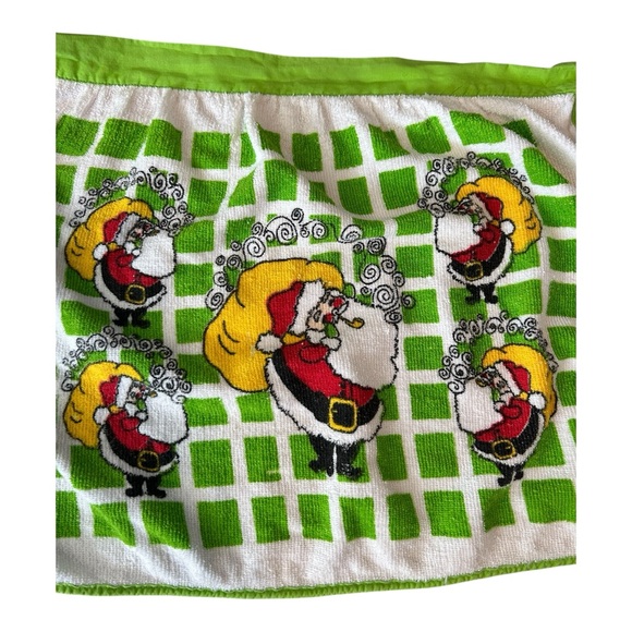 VTG Christmas Half Aprons Lot of 3 Terry Cloth Red Green Tie Back Santa Snowman - Picture 13 of 16